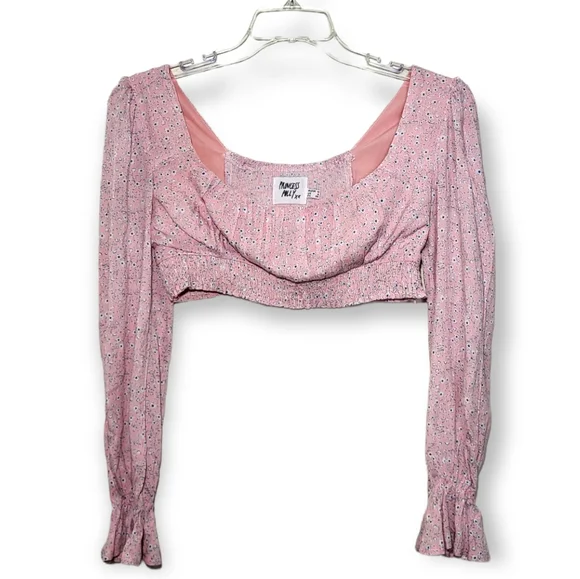 Princess Polly Susanna Crop Top Blush Pink Floral Size 6 - Picture 6 of 9